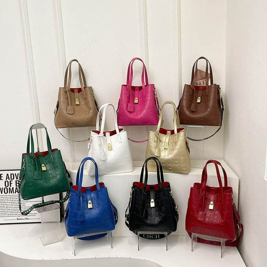 Buycenter Retro One-Shoulder Bucket Bag - Solid Color, Fashionable Design - Buy Center