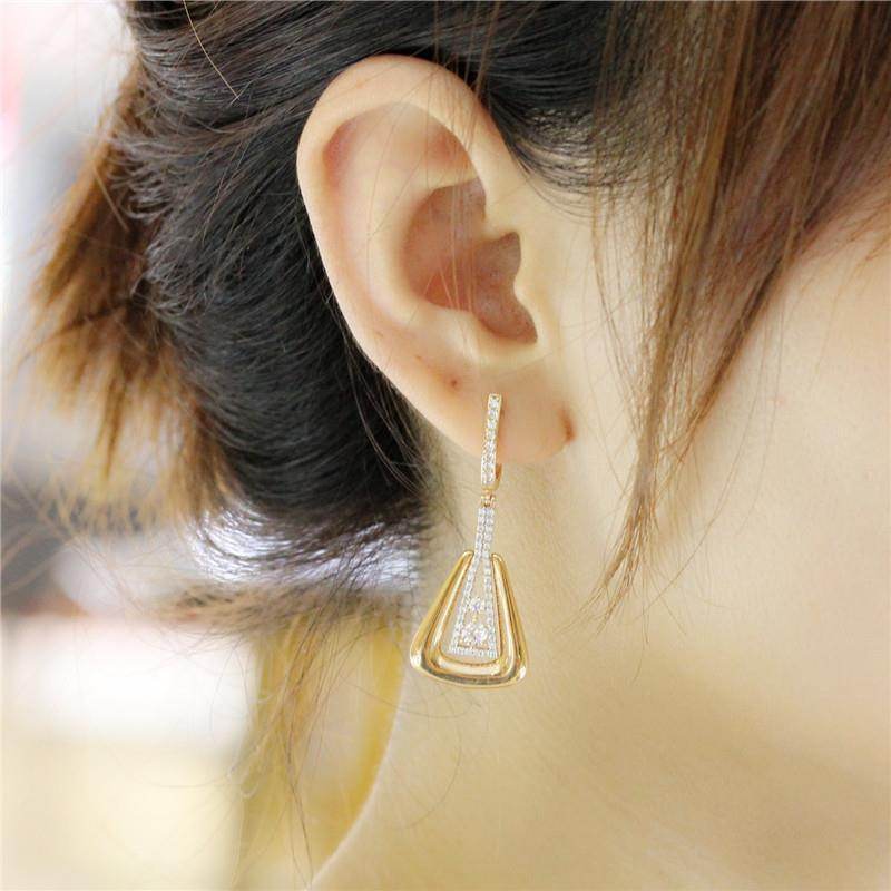 Elegant Rose Gold Plated Zircon Earrings - All-Match Design for Women - Buy Center