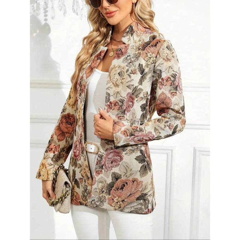 Buycenter Women's Casual Printed Jacket - Stylish Floral Design, Polyester - Buy Center