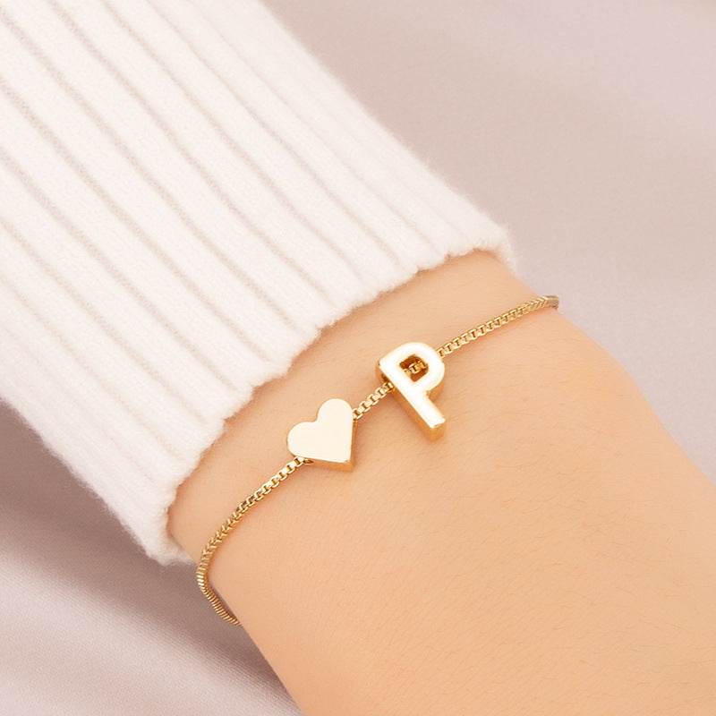 Cute Love Heart Bracelet - Personalized Couple Gift with English Letters - Buy Center