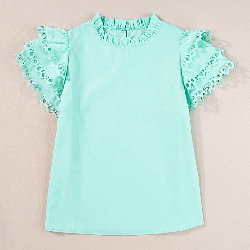 Buycenter Women's Three-Quarter Sleeve Blazer - Ruffled Lace Styles - Buy Center