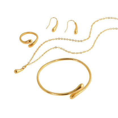 Four-Piece Drop-Shaped Jewelry Set - Necklace, Earrings, Ring & Bracelet - Buy Center