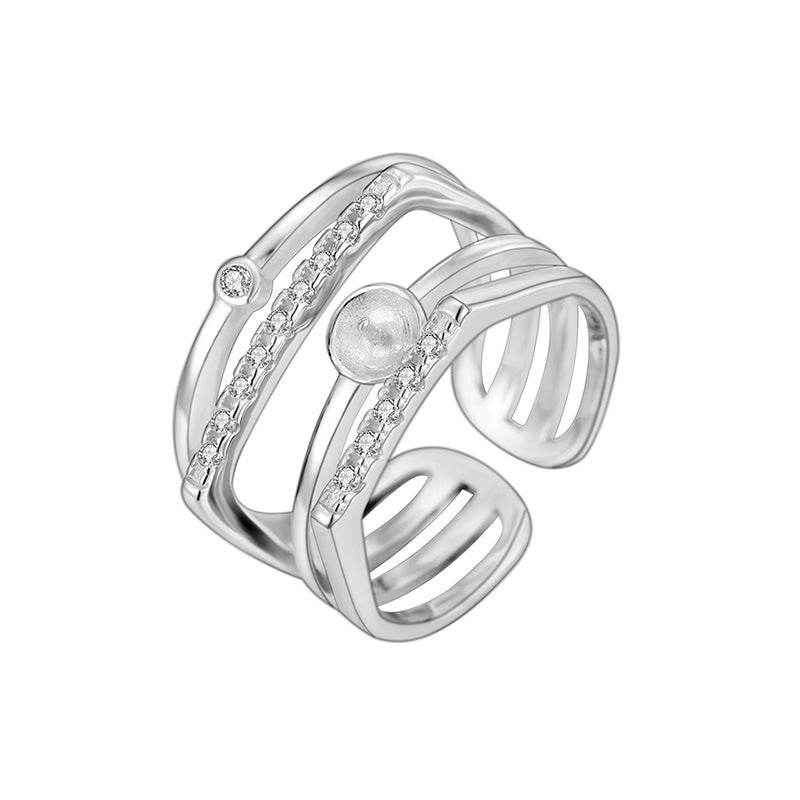Sterling Silver Pearl Eardrop Frame Ring - Adjustable Fashion Statement - Buy Center