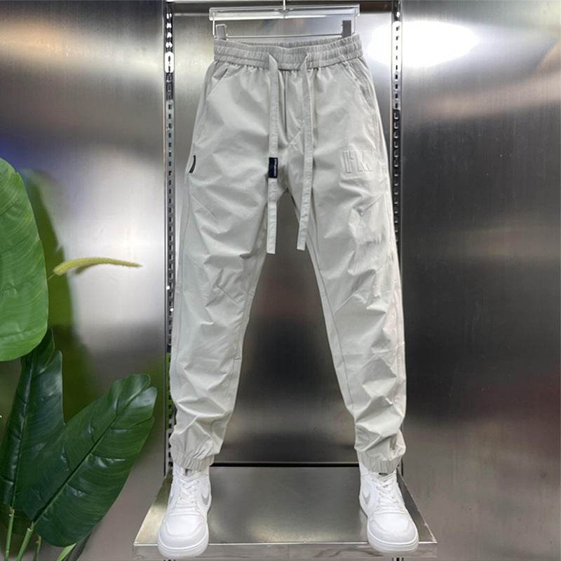 Men's Cargo Pants - Letter Print Ankle Band, Drawstring Style Slacks - Buy Center