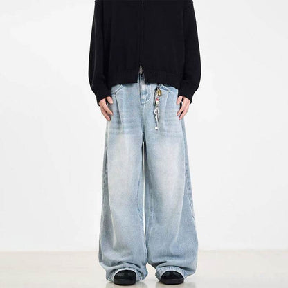 Retro Washed Blue Jeans for Men & Women - Straight Leg, Mid Waist - Buy Center