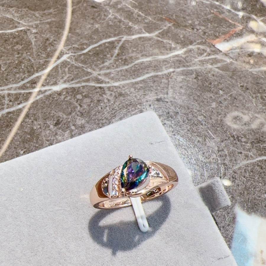 BuyCenter Rose Gold Zircon Ring - Vintage Floral Geometry Jewelry - Buy Center