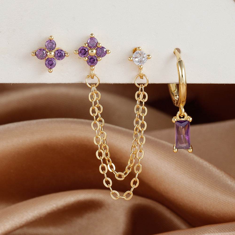 3-Piece Birthstone Earrings Set - Zodiac Designs for Stylish Women - Buy Center