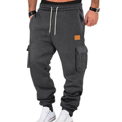 Men's Multi-pocket Cargo Sweatpants - Comfortable Solid Color Options - Buy Center