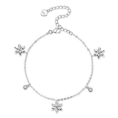 Sterling Silver Moissanite Flower Bracelet - Elegant Gift for Women - Buy Center