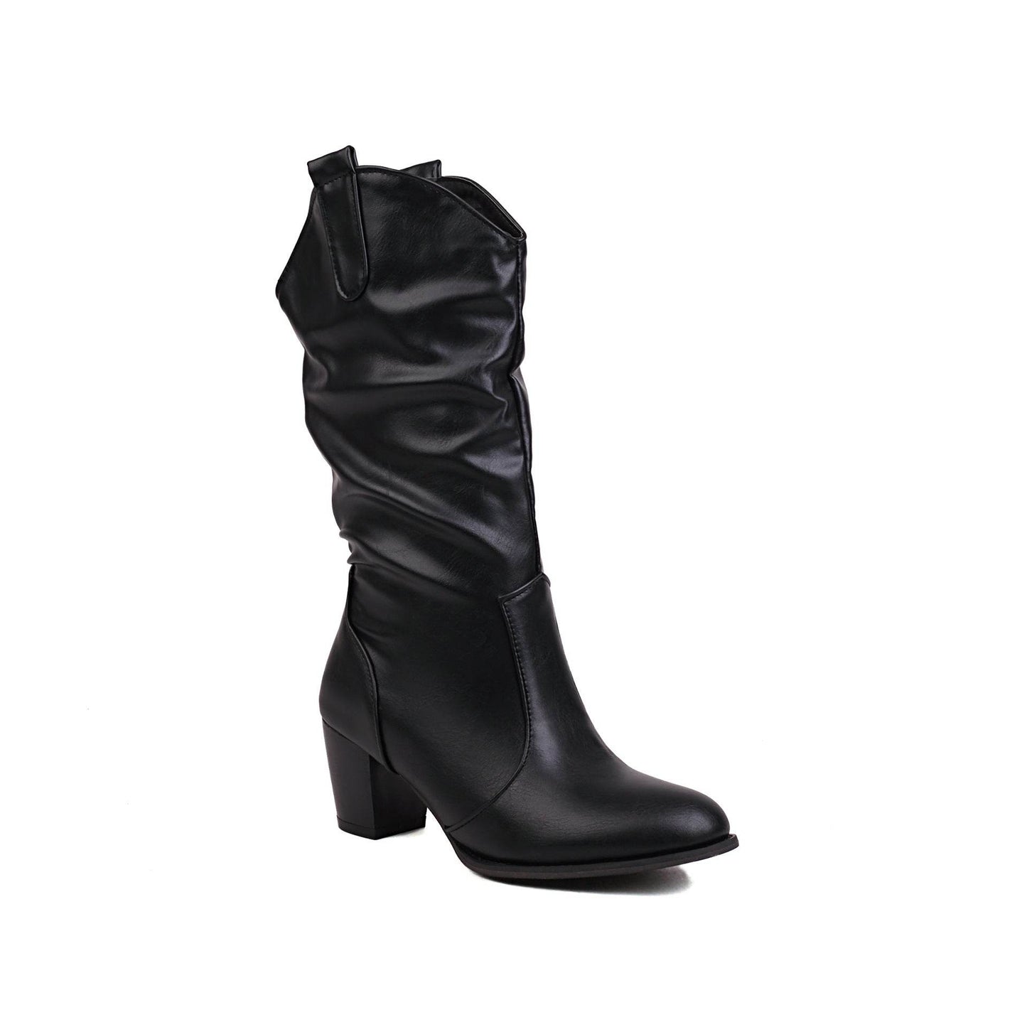 Women's Fashion Leather Boots - Mid-Calf, Chunky Heel Comfort for 2025 - Buy Center