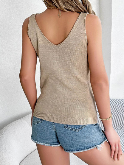 LUSMAY Women’s Casual V-Neck Hollow Out Knitted Vest - Summer Style - Buy Center