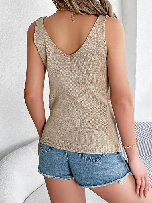 LUSMAY Women’s Casual V-Neck Hollow Out Knitted Vest - Summer Style - Buy Center