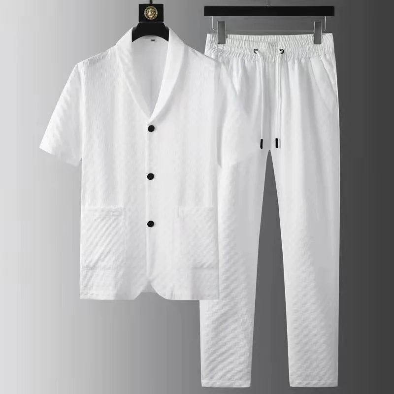 2024 Men's Casual Two-Piece Set - Short Sleeve Ice Silk Suit - Buy Center