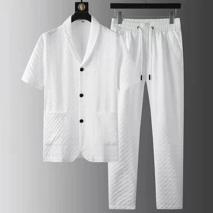 2024 Men's Casual Two-Piece Set - Short Sleeve Ice Silk Suit - Buy Center