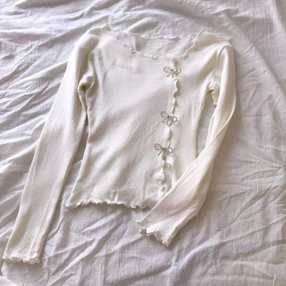 2024 Solid Lettuce Trim Pullover Sweater - Y2K Casual Style - Buy Center