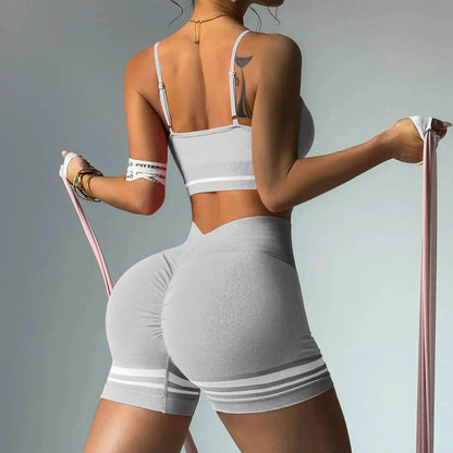 Women’s Outdoor Sports Set - V Back Bra and Shorts for Yoga - Buy Center