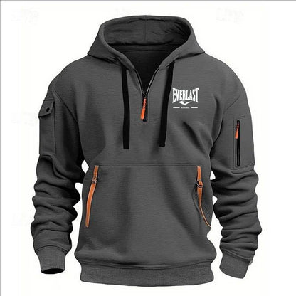 Stylish Men's Printed Hoodie - Multi-Zipper Design for Casual Comfort - Buy Center