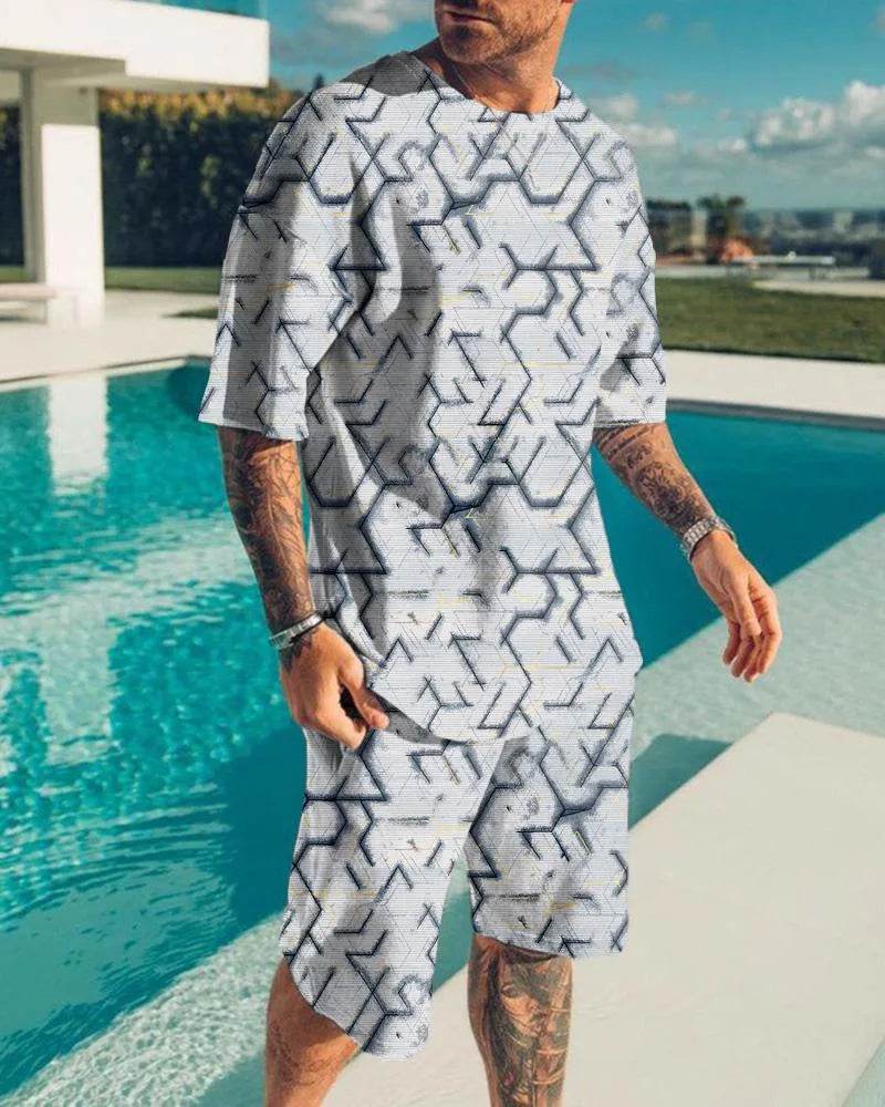 Men's Summer 3D Printed Tracksuit Set - Casual Eagle Design - Buy Center