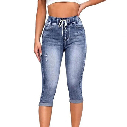 SANWOOD High Waist Denim Jeggings - Casual 3/4 Pants for Women - Buy Center