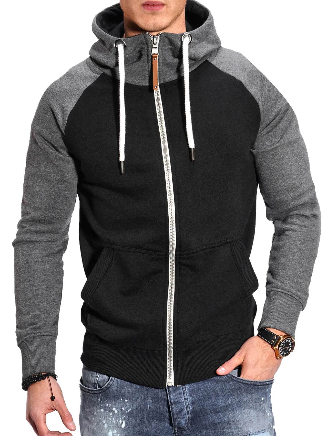 2024 Men's Hooded Cardigan - Zippered Casual Hoodie with Raglan Sleeves - Buy Center
