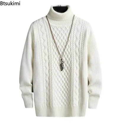 2025 Men's Winter Warm Turtleneck Sweaters Knitted Thick Pullover Casual Sweaters High Neck Knited Solid Color Jumpers for Men - Buy Center