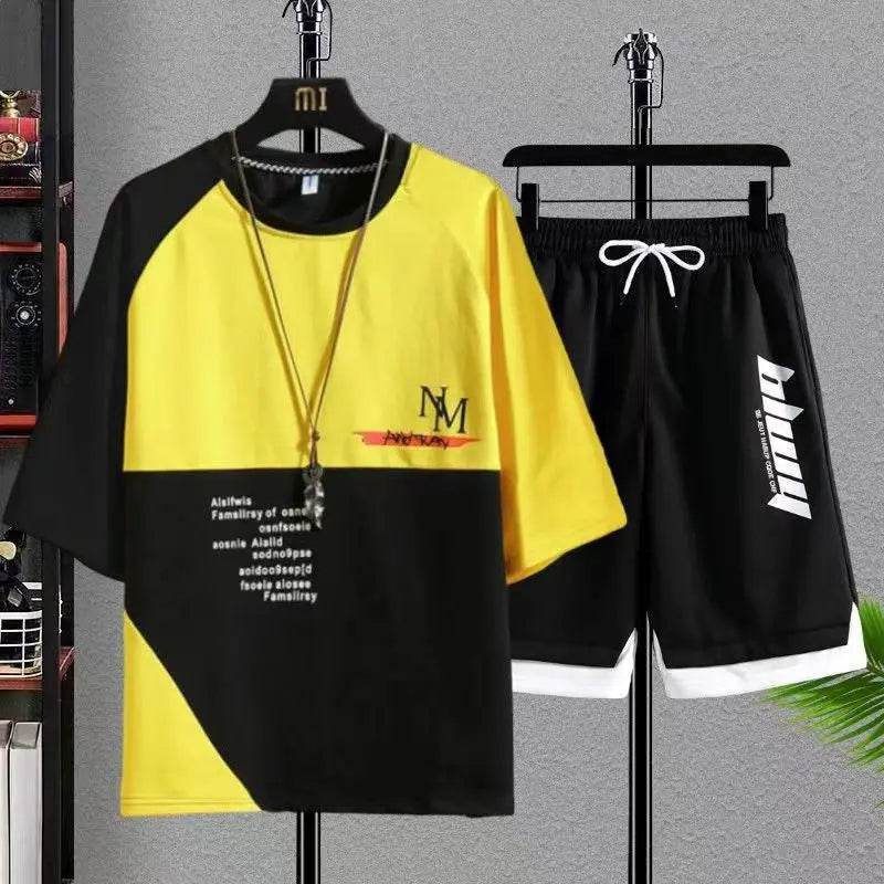 Plus Size 7XL Summer Men's Tracksuit - Casual Patchwork Set - Buy Center