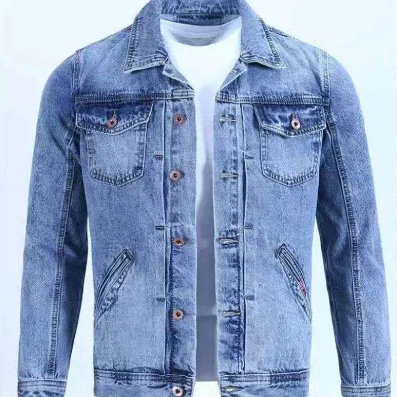 MIHIAR Men's Denim Jacket - Casual Blue Button Pocket, Autumn Style - Buy Center