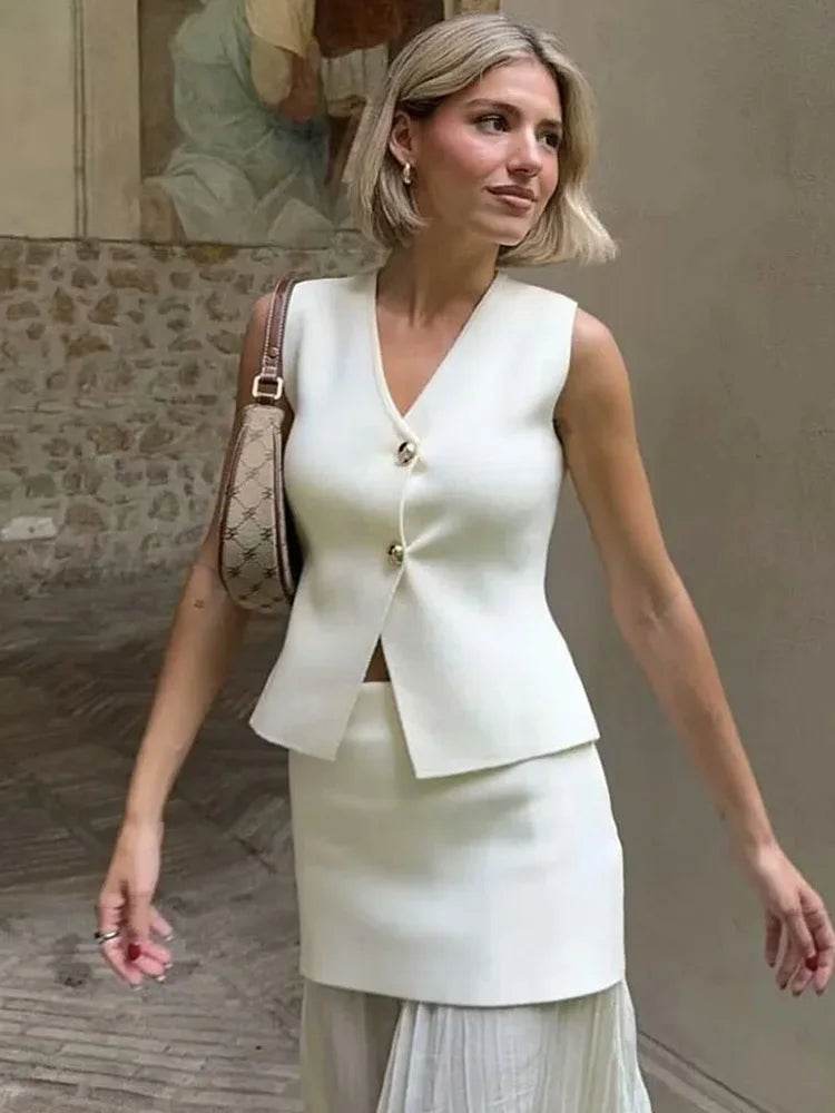 TRAF Women's Knit Vest - Sleeveless Cardigan for Autumn/Winter Style - Buy Center