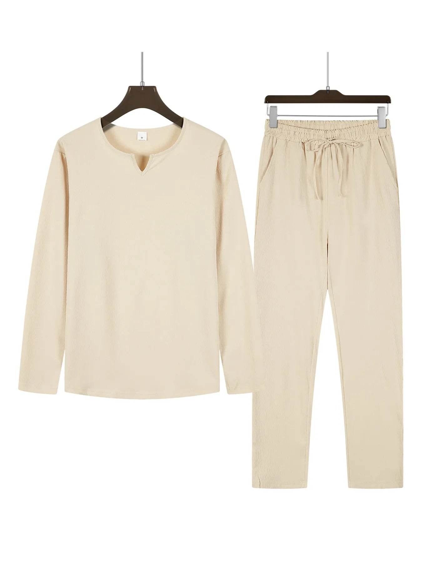 GYKMH Men's 2pcs Suit Set - Casual V-Neck Shirt & Sweatpants - Buy Center