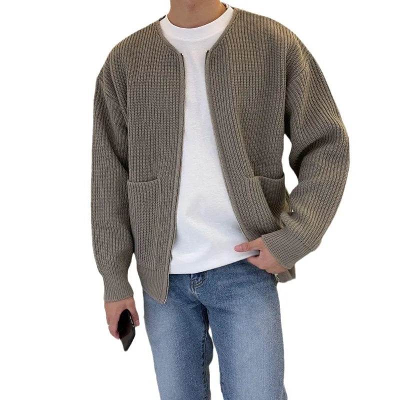 Men's Slim-Fit Cardigan Zipper Sweater - Casual Winter Top Coat - Buy Center