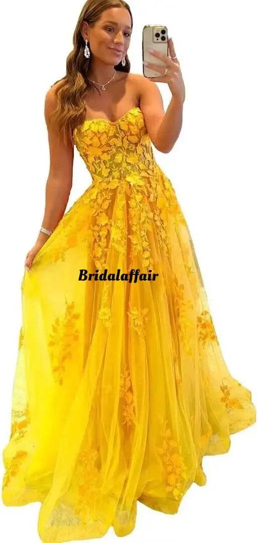 Bridalaffair Orange Lace Appliques A-Line Prom Dress - Sweetheart Neckline - Buy Center