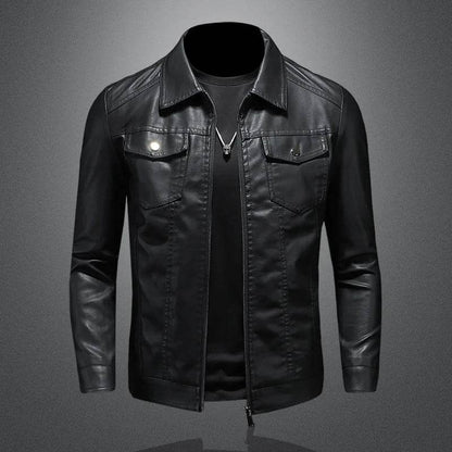 DOIYTTS Men's Slim Fit Black Motorcycle Leather Jacket - High Quality PU - Buy Center