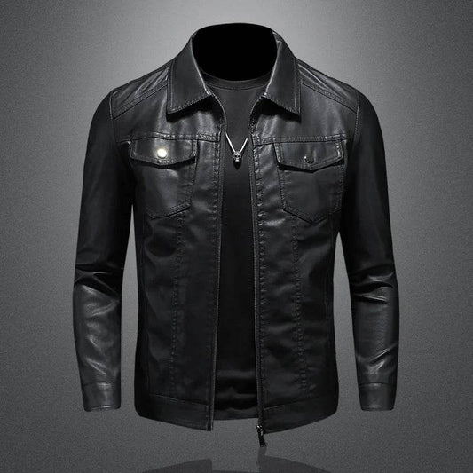 DOIYTTS Men's Slim Fit Black Motorcycle Leather Jacket - High Quality PU - Buy Center