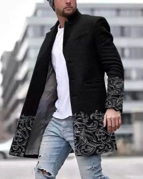 Men's Spring Woolen Trench Coat - Casual Street Style with Pockets - Buy Center