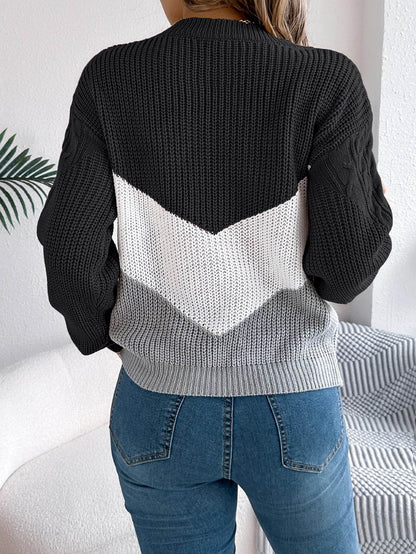 LUSMAY Women's Casual Color Block Pullover Sweater - Autumn/Winter - Buy Center