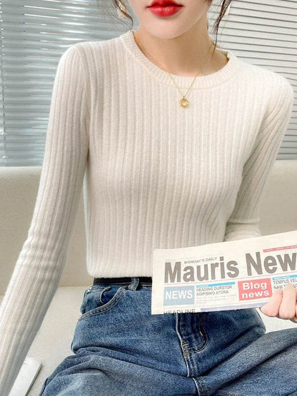 Women's Ribbed Knitted Sweater - Soft Long Sleeve Pullover - Buy Center