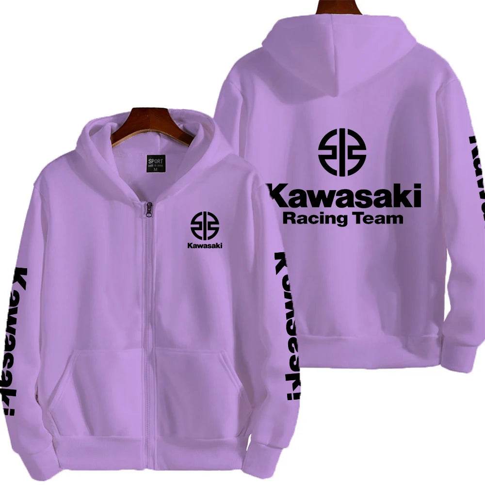 Kawasaki Racing Zip Up Hoodie for Men - Casual Spring Autumn Fashion - Buy Center