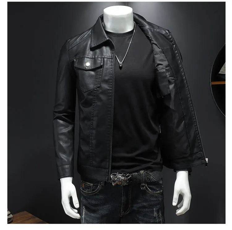 DOIYTTS Men's Slim Fit Black Motorcycle Leather Jacket - High Quality PU - Buy Center