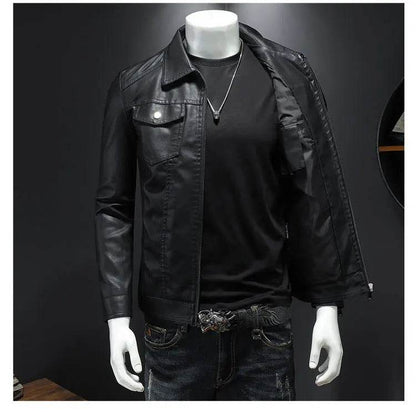 DOIYTTS Men's Slim Fit Black Motorcycle Leather Jacket - High Quality PU - Buy Center