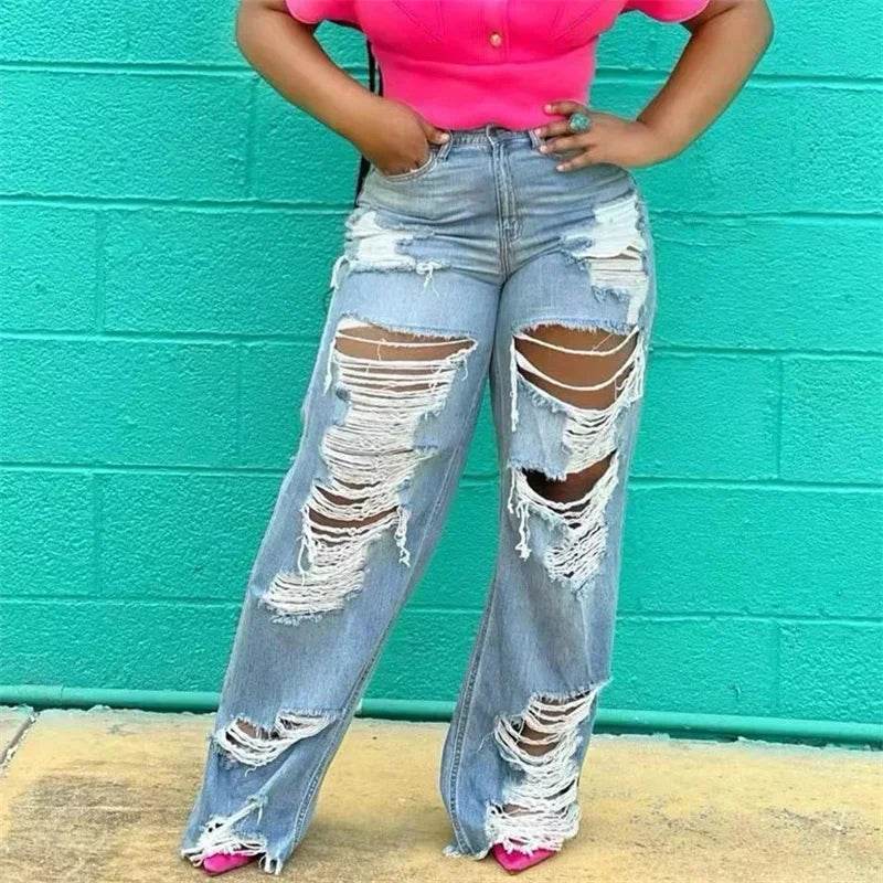 Soniaox Women's High Waist Straight Jeans - Casual Loose Fit Pants - Buy Center