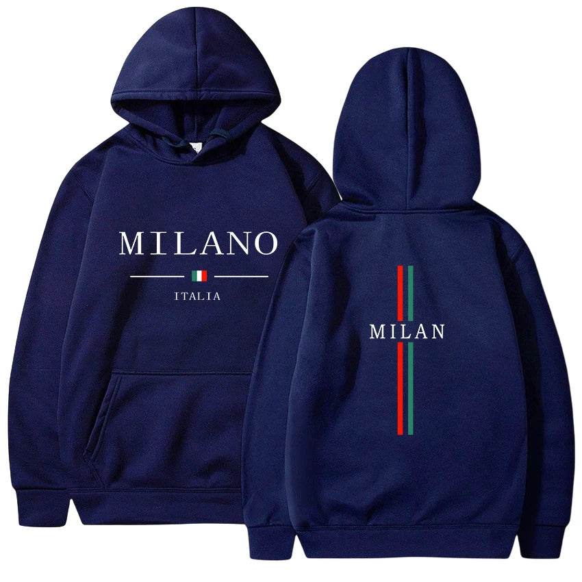 Casual Men's Hoodie Pullover - Milan Print, Versatile High-Quality Sweatshirt - Buy Center