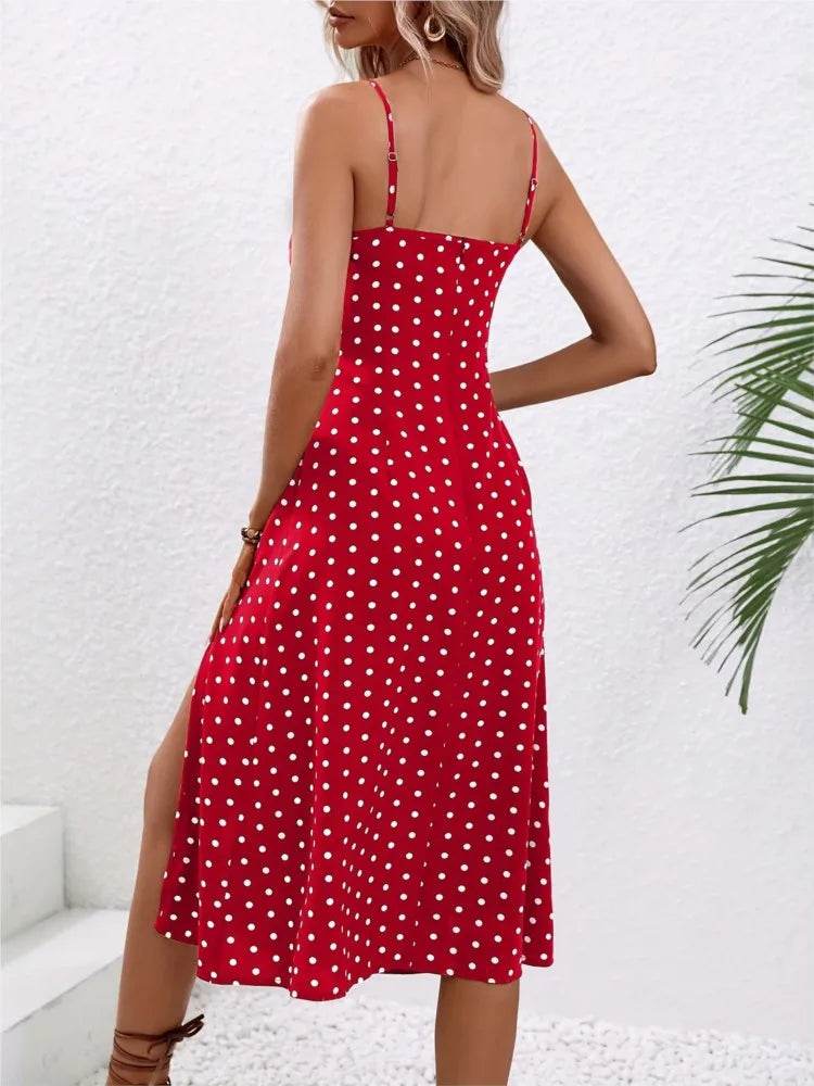 2024 Summer Polka Dot Midi Dress - Sexy Spaghetti Straps for Women - Buy Center