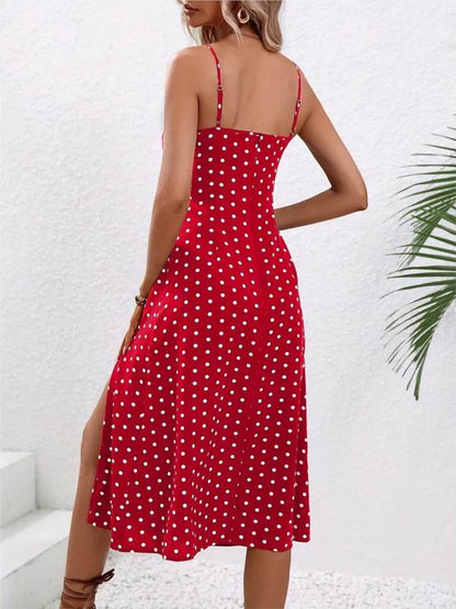 2024 Summer Polka Dot Midi Dress - Sexy Spaghetti Straps for Women - Buy Center