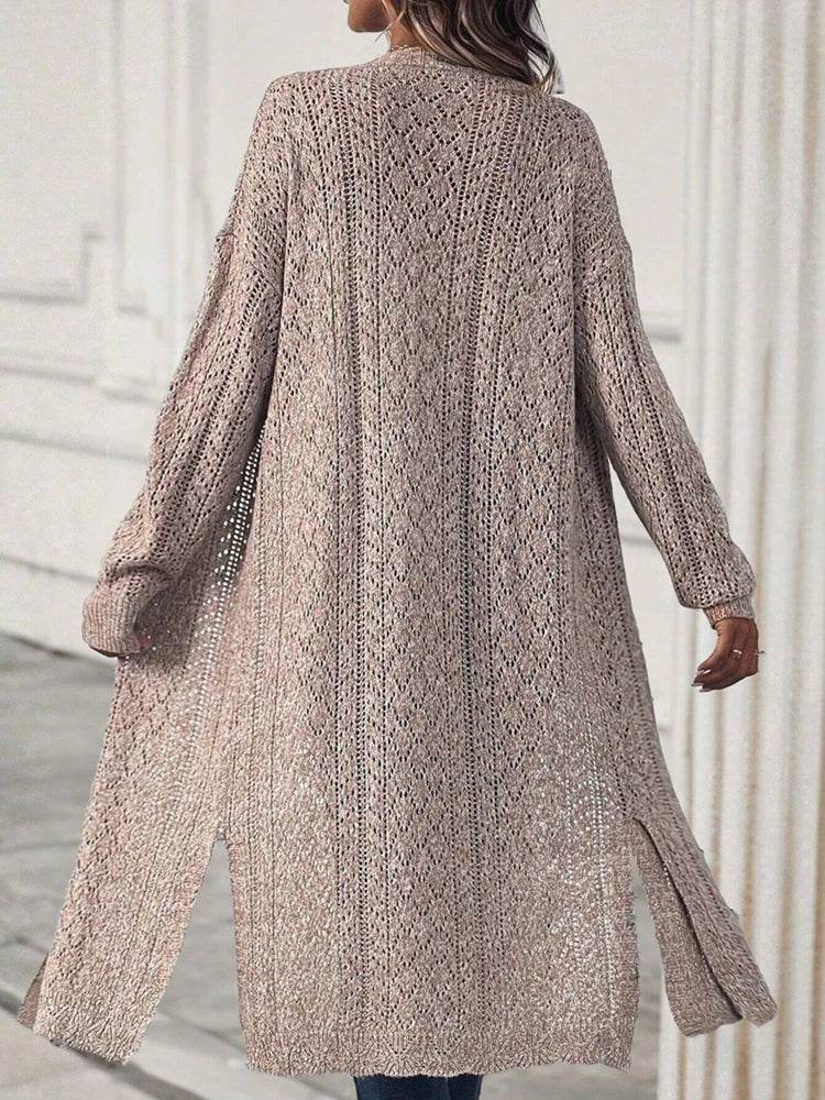 Elegant Loose Fit Cardigan Sweater - Hollow Out Knitwear for Women - Buy Center