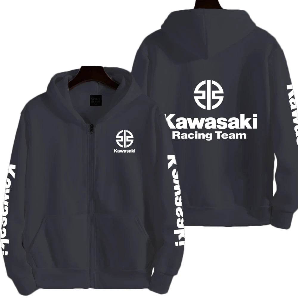 Kawasaki Racing Zip Up Hoodie for Men - Casual Spring Autumn Fashion - Buy Center