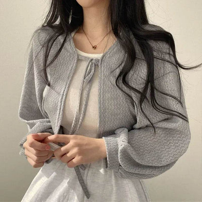 Y2K Korean Style Casual Knitted Cardigan - Thin Sunscreen Knitwear - Buy Center
