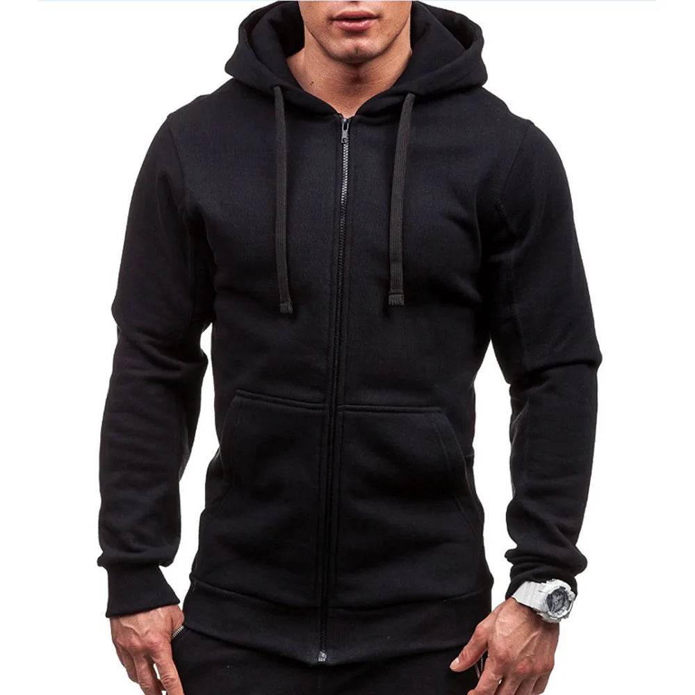 King Billion Men's Casual Zip Hooded Sweatshirt - Solid Colour Jacket - Buy Center