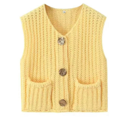 Chic 2025 Solid Knitted Sweater Vest for Women - Casual Fashion - Buy Center