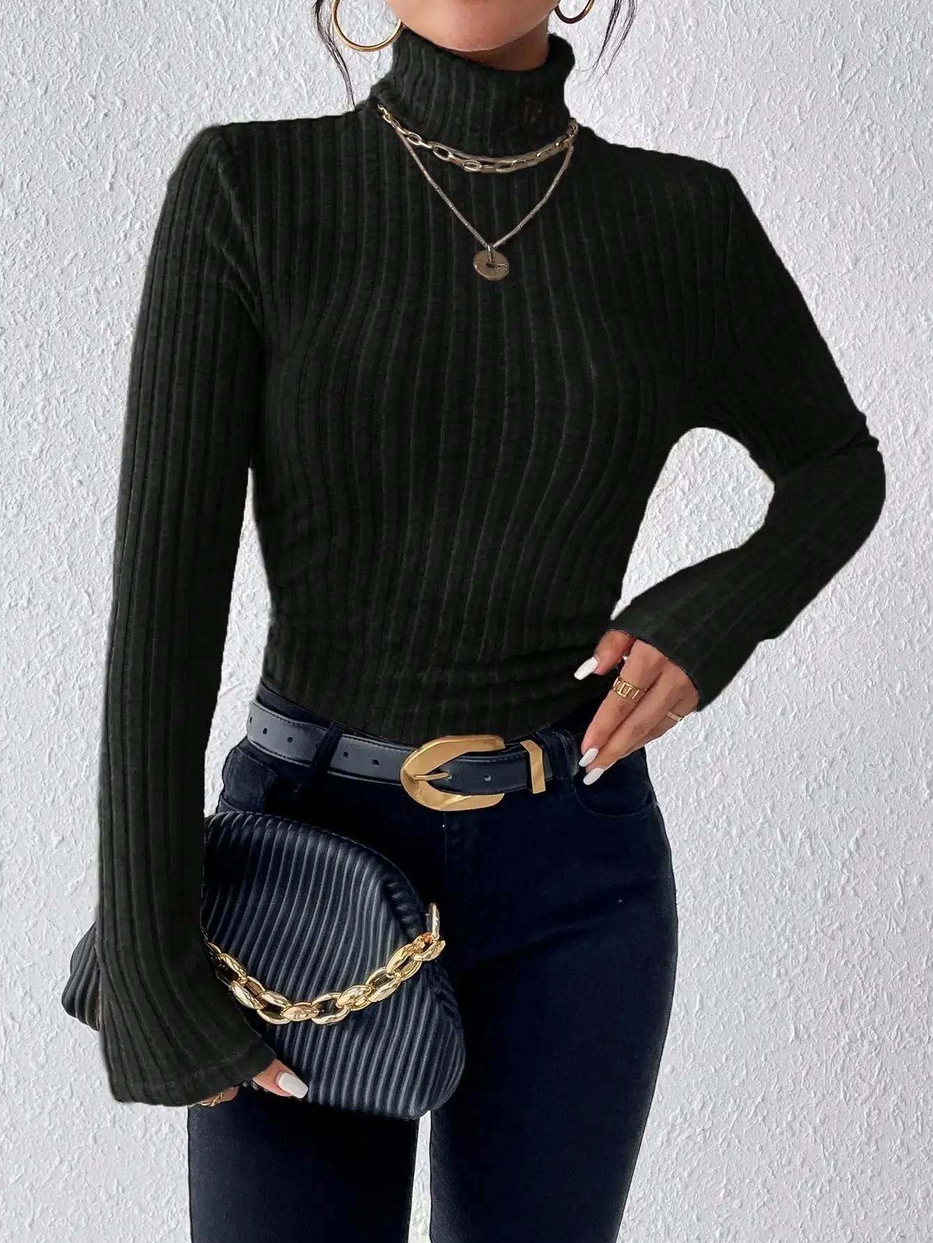 Women's Turtleneck Sweater - Casual Slim Fit Long Sleeve Top - Buy Center