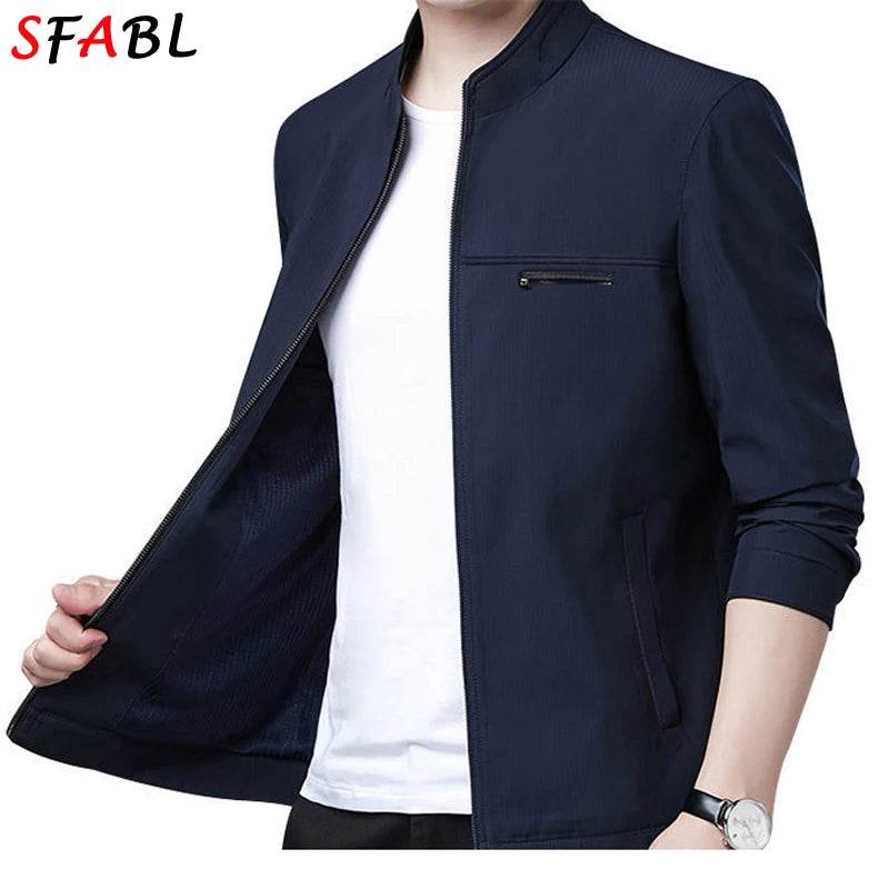 MANTLCONX Men's Thin Solid Color Jacket - Casual Business Wear for Spring - Buy Center